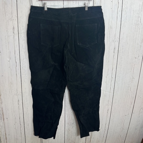 Metro Style 100% Black Suede Leather Pants High Rise Size 18 - Picture 2 of 7